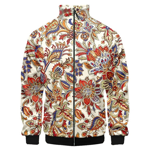 Herren Jacke warm halten Strasse Reisverschluss Blumen 3D-gedruckte Grafik Ständer Aktiv Jacken Oberbekleidung Langarm Full Zip Winter Lightinthebox
