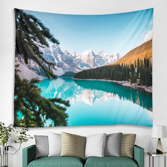 schöner See Berg Baum Landschaft Wandteppich Art Deco Decke Vorhang hängen nach Hause Schlafzimmer Wohnzimmer Dekoration Lightinthebox