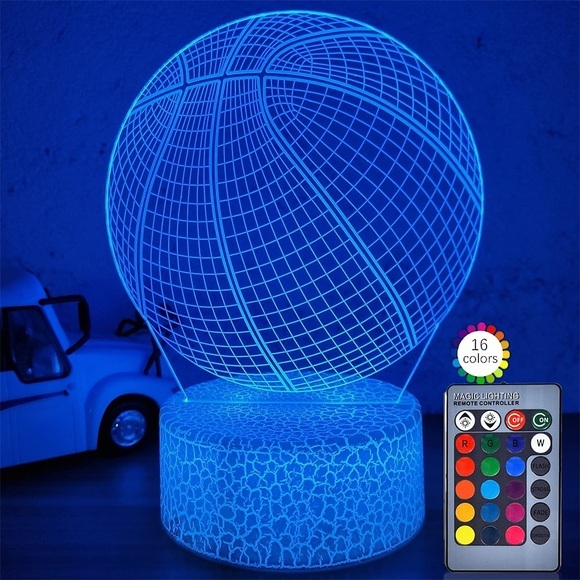 Basketball 3D Illusion Nachtlicht Geburtstagsgeschenk Lampe 16 Farbwechsel dimmbare Tischlampe mit Touchamp; Fernbedienung Weihnachtsdekoration LED-Lichter Basketball Spielzeug für Jungen Lightinthebox