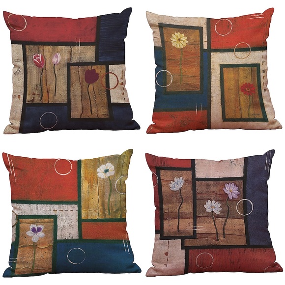 Vintage Muster doppelseitige Kissenbezug 4pc weiche dekorative quadratische Kissenbezug Kissenbezug Kissenbezug für Schlafzimmer Wohnzimmer hochwertige maschinenwaschbare Innenkissen für Sofa Couch Lightinthebox