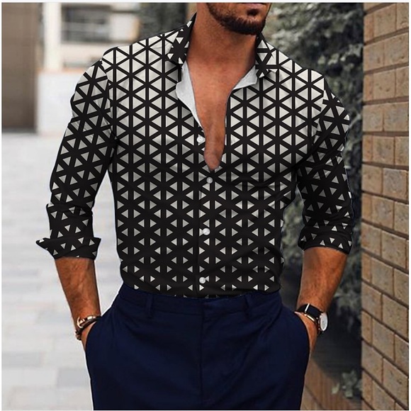 Herren Hemd Grafik-Shirt Riss Umlegekragen Schwarz Outdoor Strasse Langarm Button-Down Bedruckt Bekleidung Modisch Designer Casual Komfortabel / Sommer / Frühling / Sommer Lightinthebox