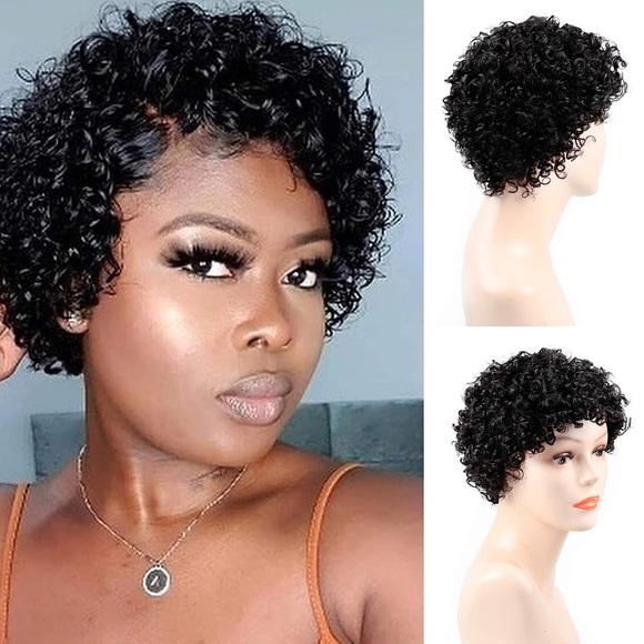 schwarze Perücken für Frauen kurze Afro-Kinky-Lockenperücken für Frauen hitzebeständiges Kunsthaar für die tägliche Party Lightinthebox