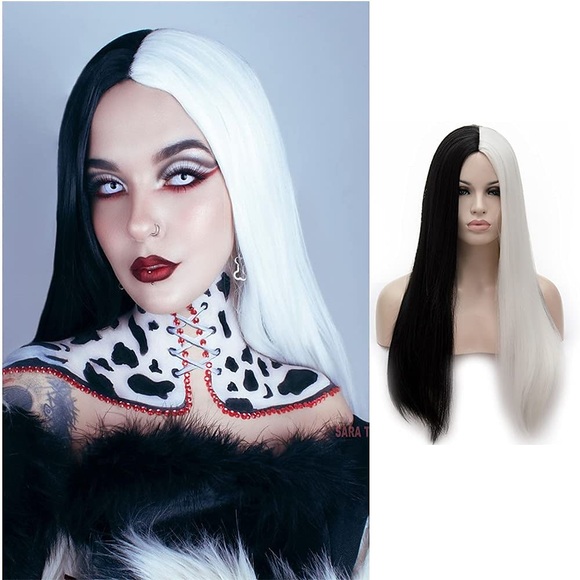 Cosplay Perücke gewellter Bob Perücke weiß schwarz 3 Kunsthaar Damen schwarz Lightinthebox
