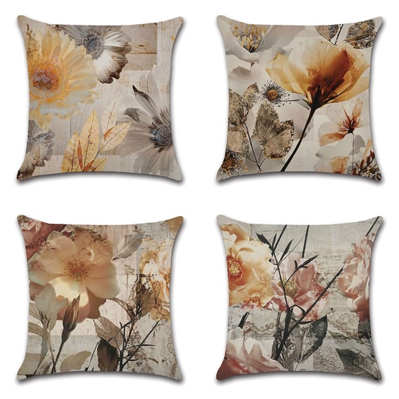Kissenbezug mit Vintage-Blumenmuster, 4-teilig, weich, dekorativ, quadratisch, Kissenbezug, Kissenbezug für Schlafzimmer, Wohnzimmer, hochwertiges, maschinenwaschbares Innenkissen für Sofa, Couch, Lightinthebox