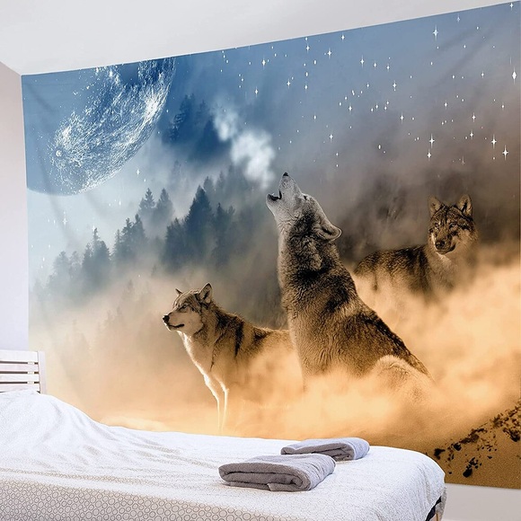 Wandteppich Art Deco Decke Vorhang Picknicktisch Tuch hängen zu Hause Schlafzimmer Wohnzimmer Schlafsaal Dekoration Polyesterfaser Tier Wolf Lightinthebox