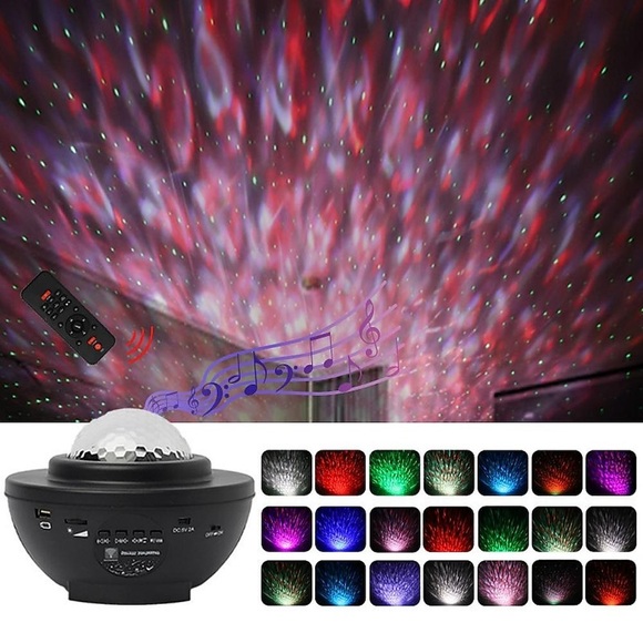 projektor mit bluetooth musik lautsprecher led sternenhimmel projektion laserlampe nachtlandschaft beleuchtung wasser streifenlampe halloween kinder baby geschenk mit fernbedienung Lightinthebox