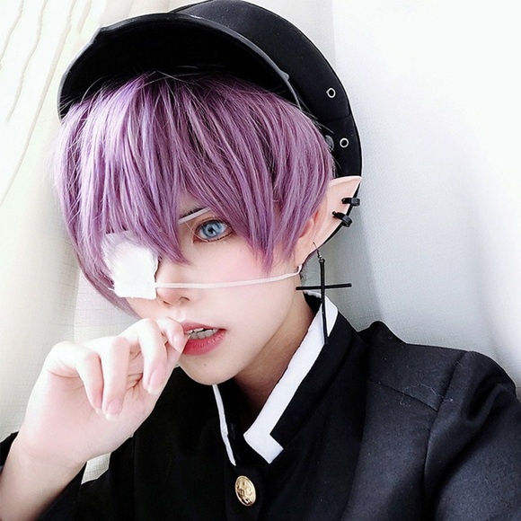 kurze perücke natur lila gerade für männer frauen männlich junge kunsthaar mit pony cosplay anime halloween daily perücke Lightinthebox