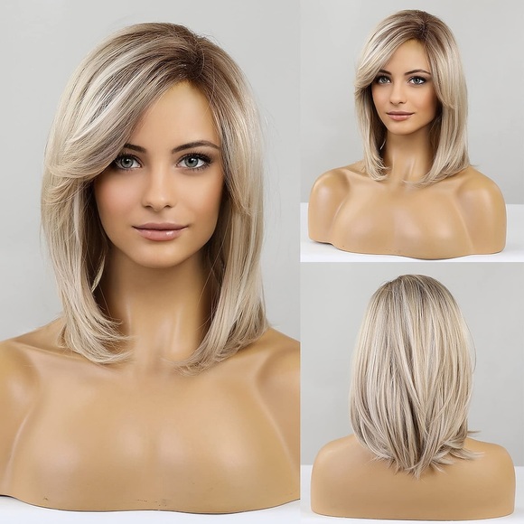 Kunsthaarperücke glatt mit Pony Perücke kurz blond Kunsthaar Damen Cosplay Partymode blond Weihnachtsfeier Perücken Lightinthebox