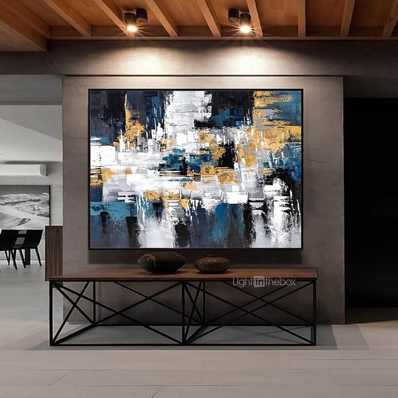 Ölgemälde 100 % Handarbeit, handgemalte Wandkunst auf Leinwand, horizontal, Panorama, abstrakte Landschaft, moderne Heimdekoration, Dekoration, gerollte Leinwand, kein Rahmen, ungedehnt Lightinthebox
