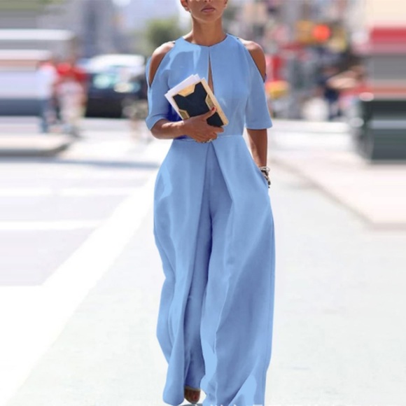 Damen Jumpsuit Tasche Überlagerung Feste Farbe Rundhalsausschnitt Strassenmode Casual Strasse Täglich Regular Fit Halbe Ärmel Blau Grau Weiß S M L XL Frühling Lightinthebox