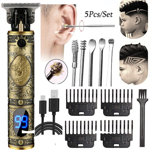 Haarschneidemaschinen für Männer 2000 mAh Akku-Haarschneider Bartschneider Elektro Pro Li Konturschneider 0 mm Glatzkopf Trimmer ohne Lücke Professionelles Haarschneide-Kit für Barber Gold mit Lightinthebox