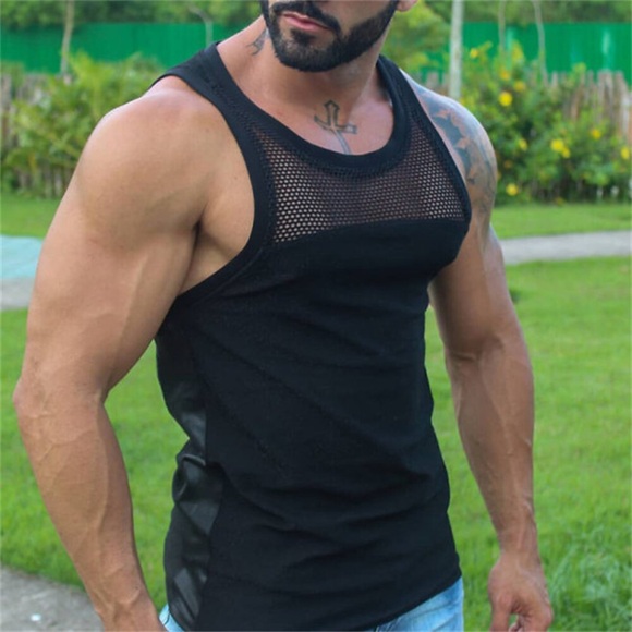 Herren Tank Top Shirt Unterhemden Ärmelloses Hemd Feste Farbe Rundhalsausschnitt Outdoor Strasse Ärmellos Gitter Bekleidung Modisch Casual Klassisch Komfortabel Lightinthebox