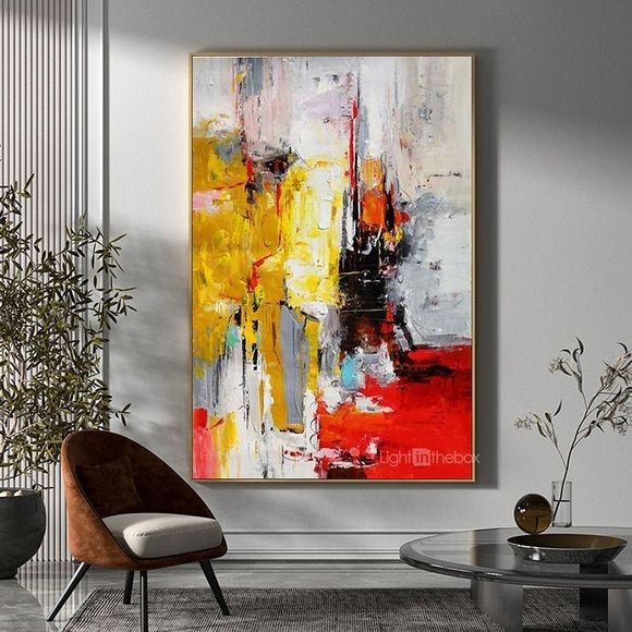 Ölgemälde 100% Handarbeit handgemalte Wandkunst auf Leinwand abstrakte Messermalerei Landschaft gelb rot für Heimdekoration Dekor gerollte Leinwand ohne Rahmen ungedehnt Lightinthebox