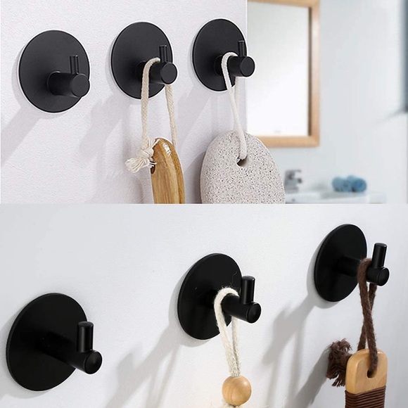 4 Stück selbstklebende mattschwarze Wandhaken aus Edelstahl, schwarze Haken für Küchenbadezimmer aus Edelstahl, klebrige Wandhaken für Handtuchhalter Lightinthebox