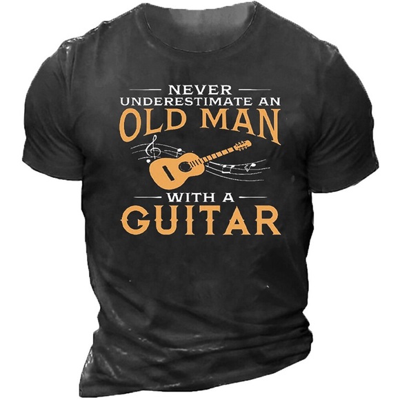 Herren T Shirt Graphic Gitarre Rundhalsausschnitt Schwarz 3D-Druck Strasse Casual Kurzarm Bedruckt Bekleidung Basic Modisch Klassisch Komfortabel / Sommer / Sommer / Sport Lightinthebox