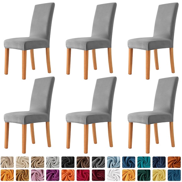 6 Stück Samt-Plüsch-Stretch-Spandex-Esszimmerstuhl-Abdeckung Stretch-Stuhl-Abdeckung Stuhlschutz-Abdeckung Sitz-Schonbezug mit elastischem Band für Esszimmer, Hochzeitszeremonie, Bankett, Lightinthebox
