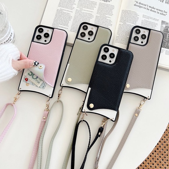 Handyhülle für Apple Rückseite Handtasche Geldbeutel Karte iPhone 14 13 Pro Max 12 11 x XR XS Max mit verstellbarem Umhängeband mit abnehmbarem Umhängeband Kartenhalter Schlitze einfarbiges PU-Leder Lightinthebox