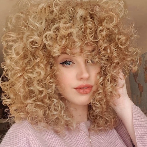 kurze lockige perücke mit pony für schwarzamp; Weiße Afro-Lockenperücke für Damen Lightinthebox