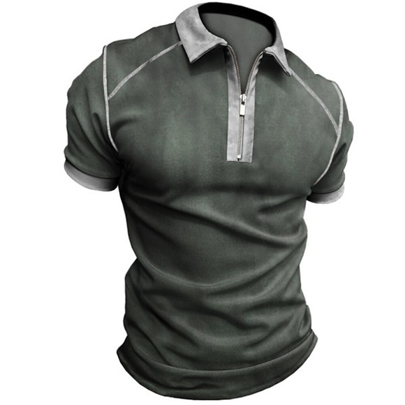 Herren Poloshirt Hemd Golfhemd Poloshirt mit Viertelreißverschluss Einfarbig Umlegekragen Dunkelgrün Outdoor Strasse Kurzarm Zip Bekleidung Modisch Casual Atmungsaktiv Komfortabel Lightinthebox