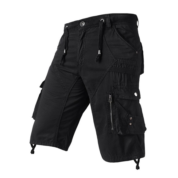 Herren Cargo Shorts Kurze Hosen Capri-Shorts Caprihose Kurze Hose für Wanderer Elastische Taille Multi Pocket Mehrere Taschen Glatt Komfort Atmungsaktiv Wadenlänge Casual Täglich 100% Baumwolle Lightinthebox