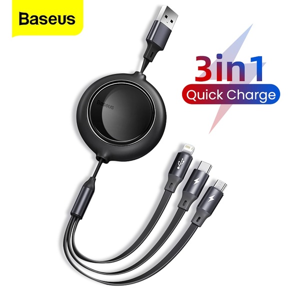 baseus usb c kabel 100w 4ft super schnelles ladekabel 3 in 1 einziehbares ladekabel multi ladekabel usb c zu blitz/usb c/micro usb für laptop/handy/tablets/phone 13 12/galaxy Lightinthebox