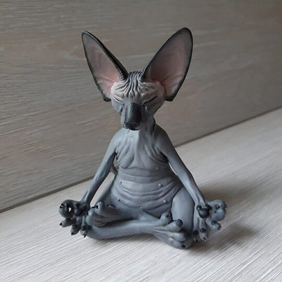 Neue Katze Figur Sphynx Meditation Statue Yoga Tier Katze meditieren Kunst Skulptur Mikro Dekoration Garten Home Office Ornament Lightinthebox