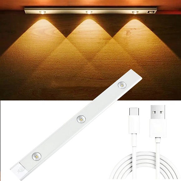 Sensing Night Light LED Auto Motion Sensor LED-Licht 3-Farben Dimmen 30/40/60cm 2/3/4LEDs für Küche Kleiderschrank Schrankbeleuchtung USB wiederaufladbar Lightinthebox