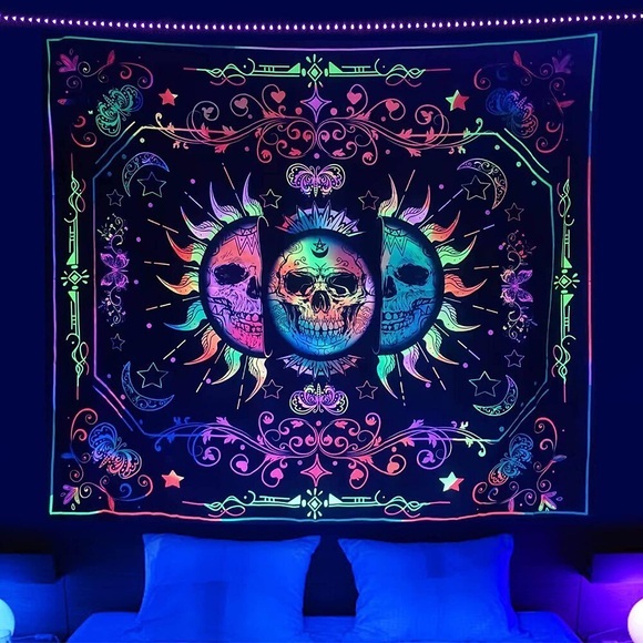 Schwarzlicht UV reaktiver Wandteppich Unterwasserwelt Fluoreszenz psychedelischer Pilz Wandteppich Schwarzlicht für Wohnzimmer College Schlafzimmer Wohnheim Dekor Lightinthebox