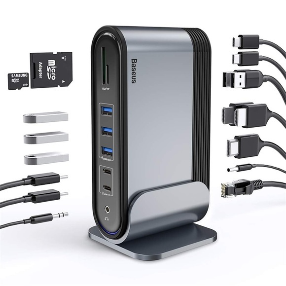 BASEUS USB 3.0 Naben 16 Häfen Mit Kartenleser (n) USB-Hub mit DisplayPort USB 3.0USB C Micro-USB Typ B Stromversorgung Für Lightinthebox