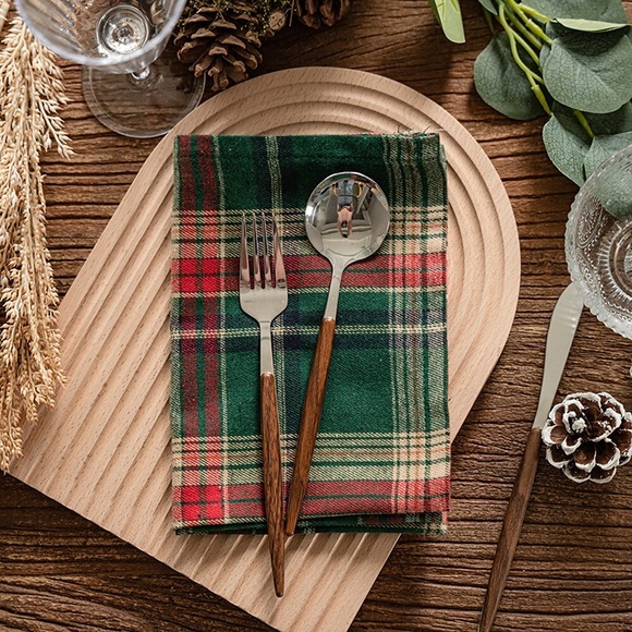 4 Stück Stoffservietten im Landhausstil, 100 % Baumwoll-Leinen-Mischgewebe für den täglichen Gebrauch und Veranstaltungen - weiche und strapazierfähige Cocktailservietten, Hochzeitsservietten, 40 x Lightinthebox