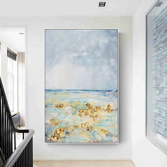 Handgefertigtes handgemaltes Ölgemälde Wandkunst abstrakte Strandlandschaft Heimdekoration Dekor gerollte Leinwand ohne Rahmen ungedehnt Lightinthebox