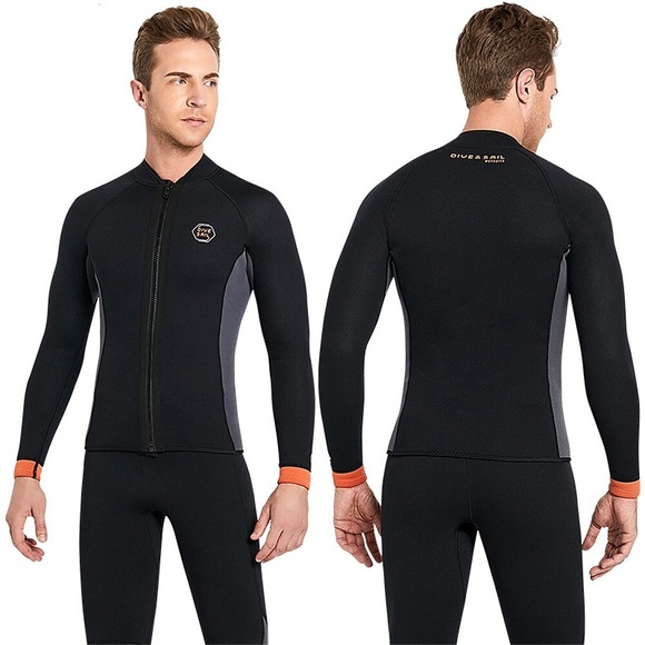 DiveSail Herren Neoprenanzug Oberteil Neoprenanzugjacke 3mm SCR Neopren Shirt warm halten UPF50 Atmungsaktiv Hochelastisch Langarm Reißverschluß vorne - Schwimmen Tauchen Surfen Tauchgerät Patchwork Lightinthebox