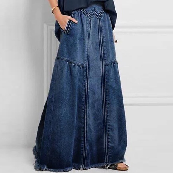 Damen Rock Langer Rock Maxi Denim Blau Leicht Blau Grau Röcke Sommer Tasche Modisch Büro / Geschäftlich Casual S M L Lightinthebox