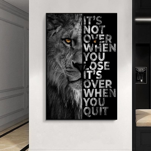 1 Panel Zitate Drucke Poster/Bild Tier Löwe Buchstaben inspirierende Zitate moderne Wandkunst Wandbehang Geschenk Heimdekoration gerollte Leinwand kein Rahmen ungerahmt ungedehnt mehrere Größen Lightinthebox