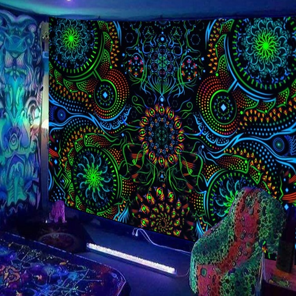 230 x 180 cm Schwarzlicht-Wandteppich, psychedelischer Wandbehang, magische Farbe, hängendes Tuch, Heimdekoration, Hintergrundtuch Lightinthebox