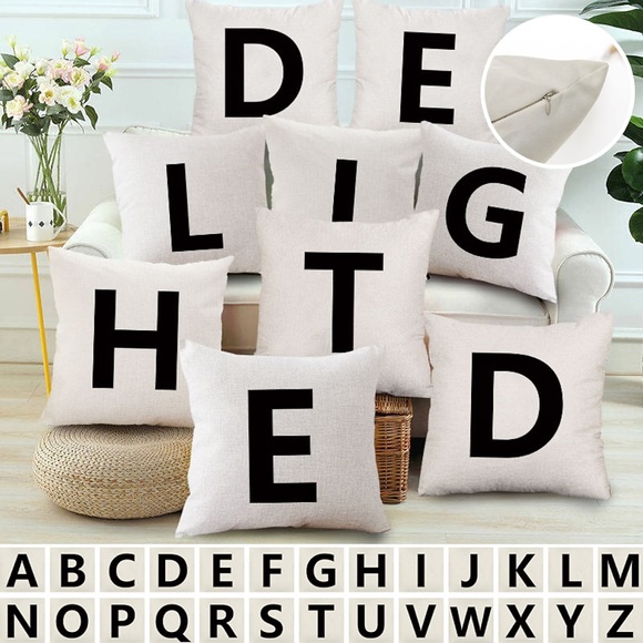 Alphabet doppelseitiger Kissenbezug, 1 Stück, weich, dekorativ, quadratisch, Kissenbezug, Kissenbezug, Kissenbezug für Schlafzimmer, Wohnzimmer, hochwertiges, maschinenwaschbares Innenkissen für Sofa, Lightinthebox