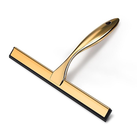 Duschabzieher Fensterglaswischer Silikonschaber Reiniger Edelstahl Badezimmerspiegelwischer Schaber Glasreinigungszubehör mit Haken (golden) Lightinthebox