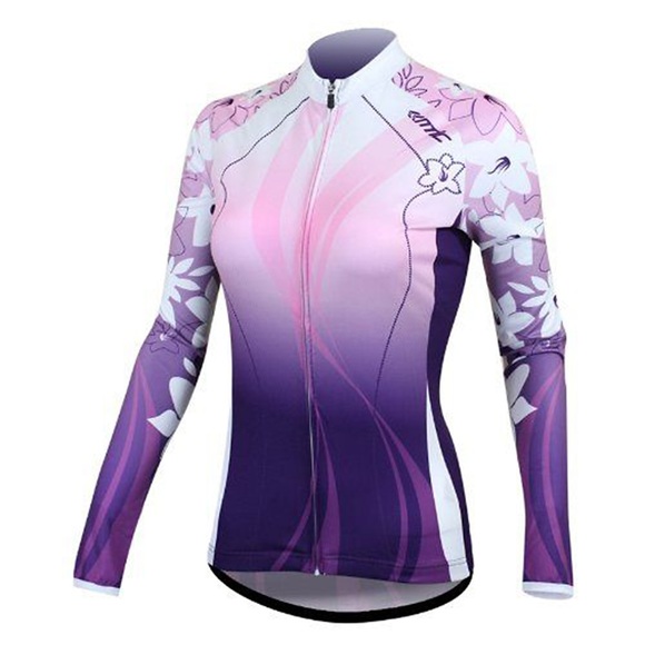 21Grams Damen Radtrikot fahrradbekleidung Fahrradtrikot Langarm Fahhrad Shirt mit 3 Gesäßtaschen MTB Mountain Rennrad Atmungsaktiv Rasche Trocknung Feuchtigkeitsabsorbierend Reflexstreiffen Purpur Lightinthebox