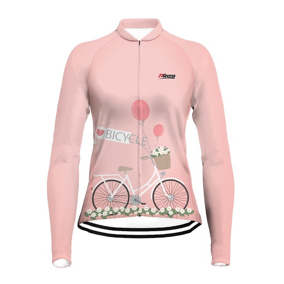 21Grams Damen Radtrikot fahrradbekleidung Fahrradtrikot Langarm Fahhrad Shirt mit 3 Gesäßtaschen MTB Mountain Rennrad Atmungsaktiv Rasche Trocknung Feuchtigkeitsabsorbierend Reflexstreiffen Rosa Lightinthebox