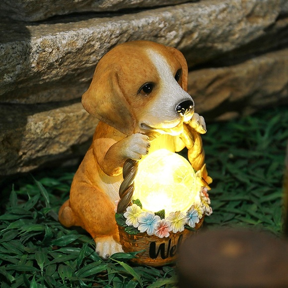 Solar Tier Licht Ornament Außendekoration Hof Welpe Willkommensschild Statue Nachtlicht Garten Harz Handwerk Haus Hinterhof Rasen Dekoration Lightinthebox