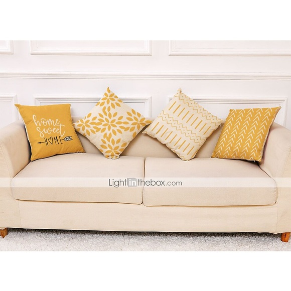 4 x geometrischer Kissenbezug, gelb, weich, dekorativer Kissenbezug, Kissenbezug, Sofa, Schlafzimmer, hochwertiges Kissen für Wohnzimmer, Sofa, Couch, Bett, Stuhl Lightinthebox
