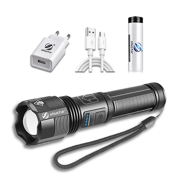 LED-Taschenlampe super hell 4 Kern xhp50 mit Batterieanzeige 5 Beleuchtungsmodi für Abenteuer Wandern Camping Jagd Shustar Lightinthebox