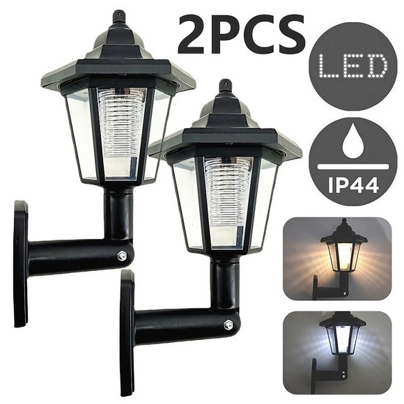 2 stücke solar wandleuchten im freien led retro sechseckige wandleuchte wasserdicht garten dekoration lichter hof veranda villa durchgang landschaft dekoration beleuchtung Lightinthebox