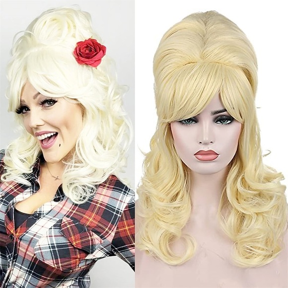 Bienenstockperücken blonde Bienenstockperücke lockige gewellte lange hitzebeständige Kunsthaar-Cosplay-Perücken Lightinthebox