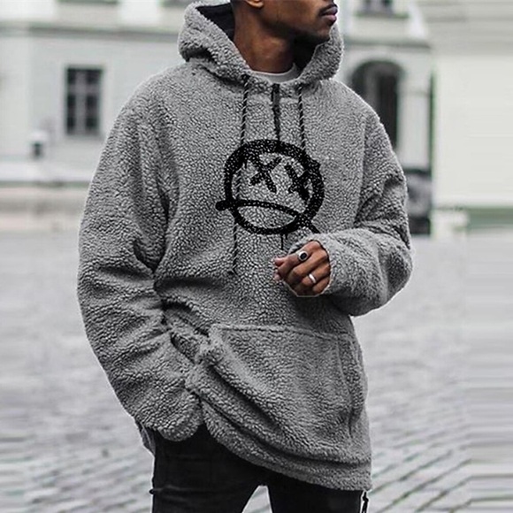 Herren Hoodie Sweatshirt Kapuze Fuzzy-Sherpa Grau Mit Kapuze Graphic Bedruckt Zip Tasche Ausgehen Strassenmode Strassenmode Cool Designer Winter Herbst Winter Bekleidung Kapuzenpullover Sweatshirts Lightinthebox