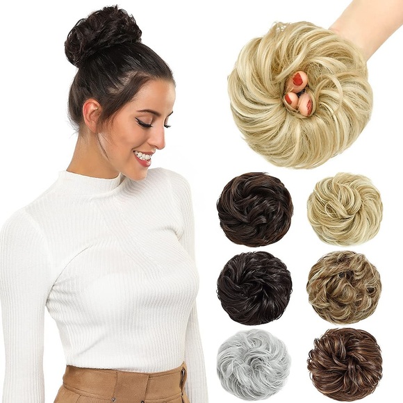 1pc Damen Mädchen Haargummis Perücken unordentliches Brötchen Haarteile für Frauen Haarknoten Verlängerung Hochsteckfrisur lockiges unordentliches Brötchen Scrunchie Lightinthebox