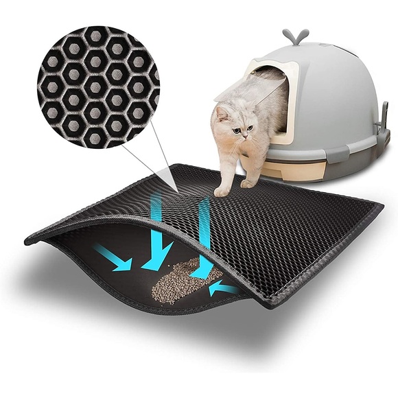 Wasserdichte Haustier-Katzenstreu-Matte, doppelschichtige Einstreu-Katzenbett-Pads, die Haustiere einfangen, Katzenklo-Matte für Katzen, Haus, saubere Matte, Heimtierbedarf Lightinthebox