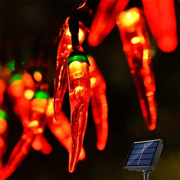 5 / 6,5 / 7 m Solar-Garten-Chili-Lichterkette für den Außenbereich, rote Chilischote, wasserdichte LED-Küche, Weihnachten, dekorative Lichter für Garten, Rasen, Terrasse, Hof, Zuhause, Party, Veranda, Lightinthebox