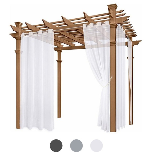 Wasserdichte, halbtransparente Vorhänge, weiß, für den Innen- und Außenbereich, für die Hochzeit, für die Terrasse, Ösenvorhang für die Hochzeit, Schlafzimmer, Wohnzimmer, Veranda, Pergola, Cabana, 1 Lightinthebox