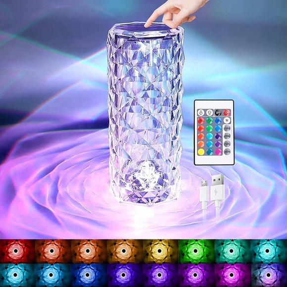 kristall tischlampe 16 farben ändern touch fernbedienung moderne nachttischlampe usb wiederaufladbare rose schreibtischlampe nachtlicht nachttischlampe für schlafzimmer wohnzimmer abendessen bar dekoration Lightinthebox